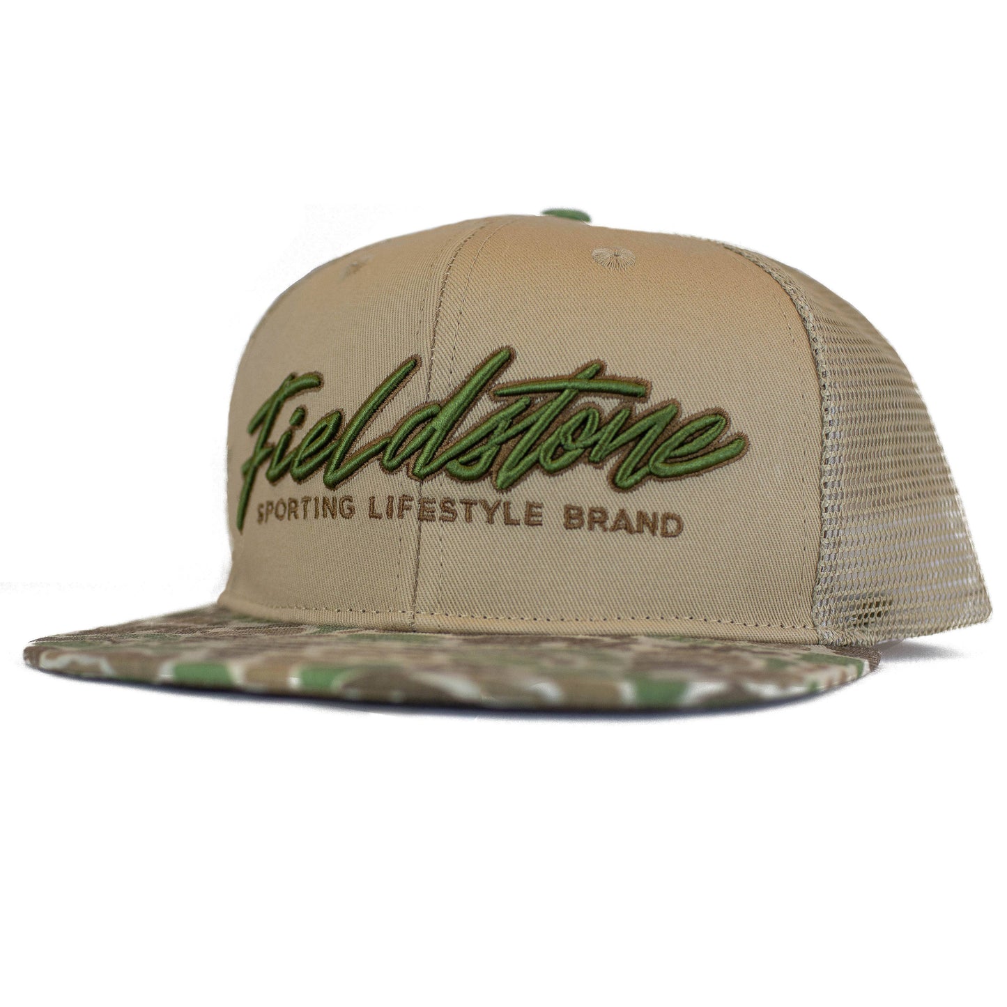 6 Panel Script Logo Camo Bill Hat